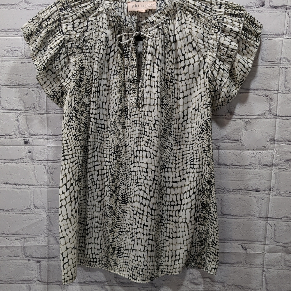 Philosophy Black and White Patterned Blouse